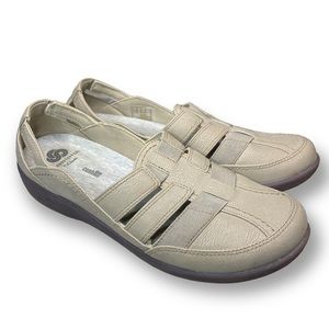 Clarks Womens Size 9.5 Sillian Stork Fisherman Sandals Cloudsteppers Sand Beige